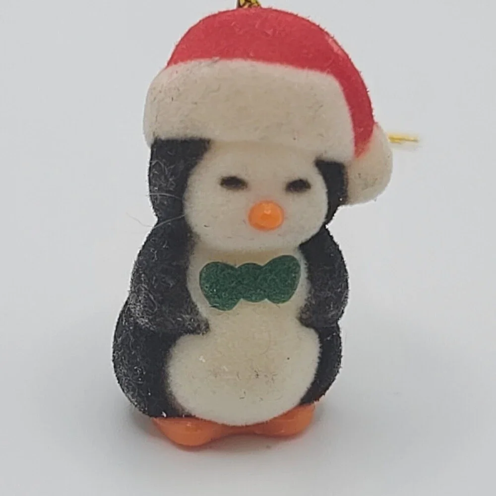 Avon Ornament Flocked Penguins Ornaments Set of 2